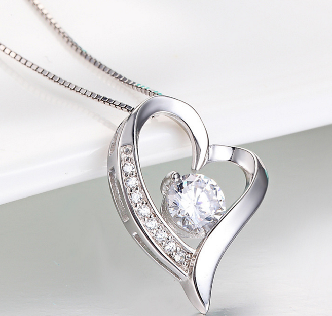 925 Real Silver open heart pendant necklace